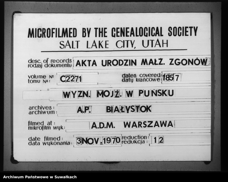 image.from.unit.number "Duplikat Urodzonych, umarłych i zaślubionych Żydów Okręgu Puńsk z rok 1857."