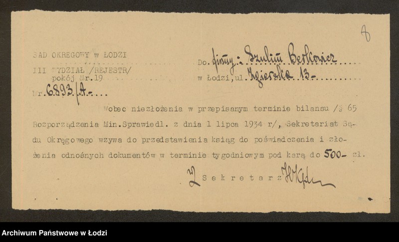 Obraz 10 z jednostki "Szulim Berkowicz – sprzedaż drożdzy"