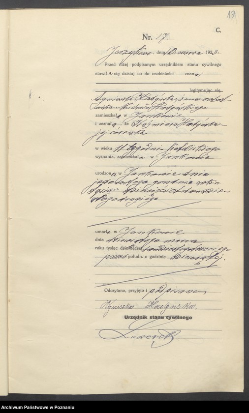 Obraz 19 z jednostki "Zgony [Rejestr główny zgonów]"