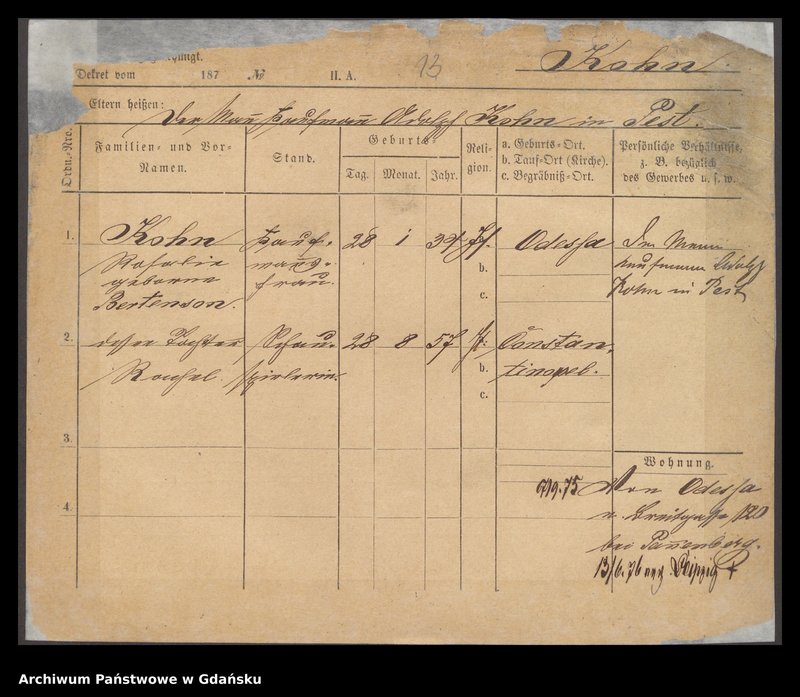 image.from.unit.number "Karty meldunkowe: Kohn - Kohnke"