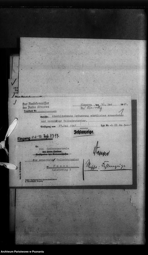 Obraz 5 z jednostki "Kreis Sieradz. Korespondencja w sprawie miejscowych Niemców, którzy zginęli w 1939 roku"