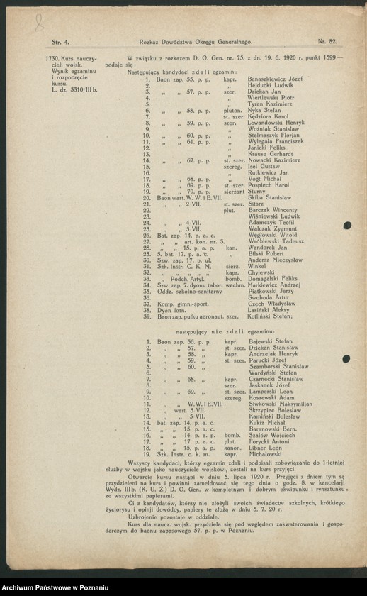 Obraz 10 z jednostki "/Rozkazy Dowództwa Okręgu Generalnego w Poznaniu/, nr 81-115."