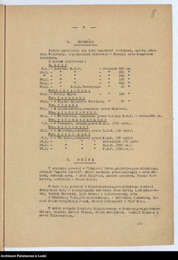 Obraz 11 z jednostki "[Sprawozdania miesięczne wojewody z ruchu zawodowego, społecznego i narodowościowego]"