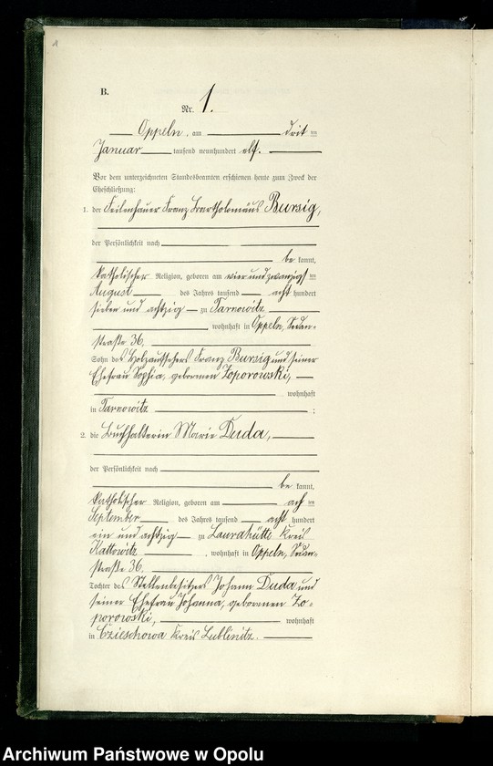 Obraz 4 z jednostki "Rejestr Małżeństw pierwopis 1911 1-190"