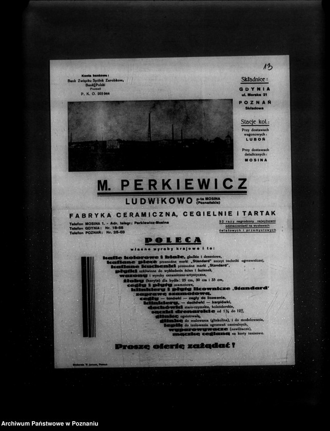 Obraz 17 z jednostki "Kwestionariusz Fabryki ceramicznej , cegielni i tartaku M. Perkiewicza w Ludwikowie powiat śremski"