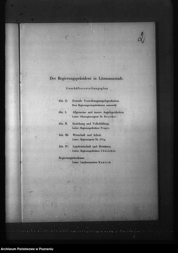 Obraz 5 z jednostki "Geschäftsverteilungsplander Regierung Litzmannstadt (Łódź)"