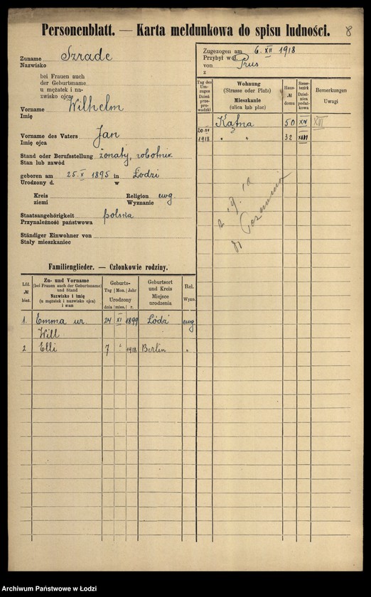 Obraz 10 z jednostki "[Spis ludności Łodzi] Szpulińska-Szron"