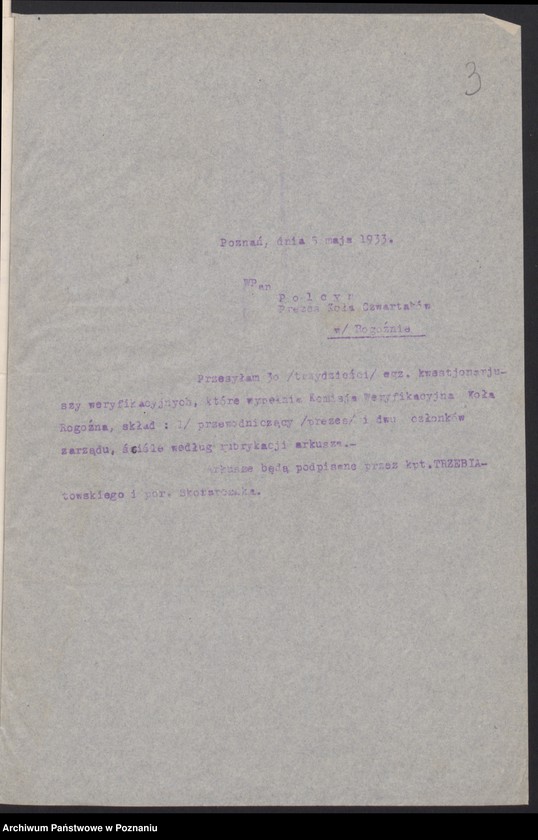 Obraz 7 z jednostki "Rogoźno, powiat Oborniki - akta Koła Czwartaków."