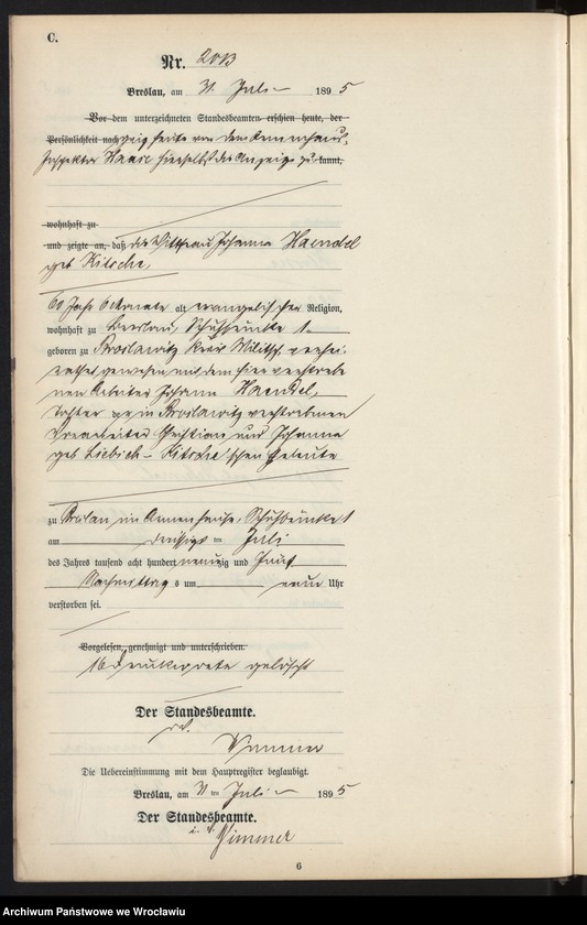 image.from.unit.number "Sterbe-Neben-Register Breslau I 1895 Band 6"