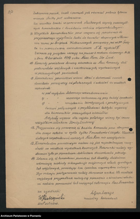 Obraz 12 z jednostki "/Rozkazy dzienne Straży Ludowej byłego Zaboru Pruskiego, przemianowanej następnie na wojsko "Obrony Kraju"/."