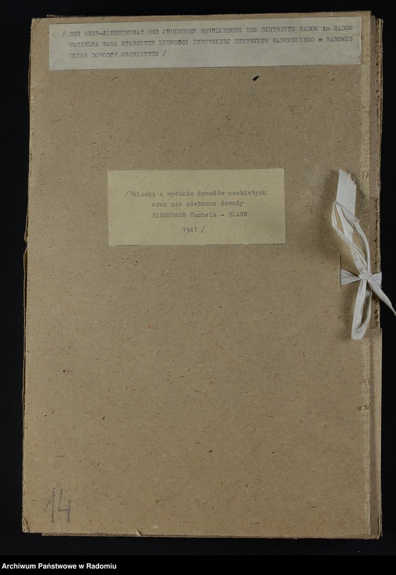 image.from.unit.number "[Wnioski o wydanie dowodów osobistych oraz nie odebrane dowody Birenbaum Rachela - Blass]"