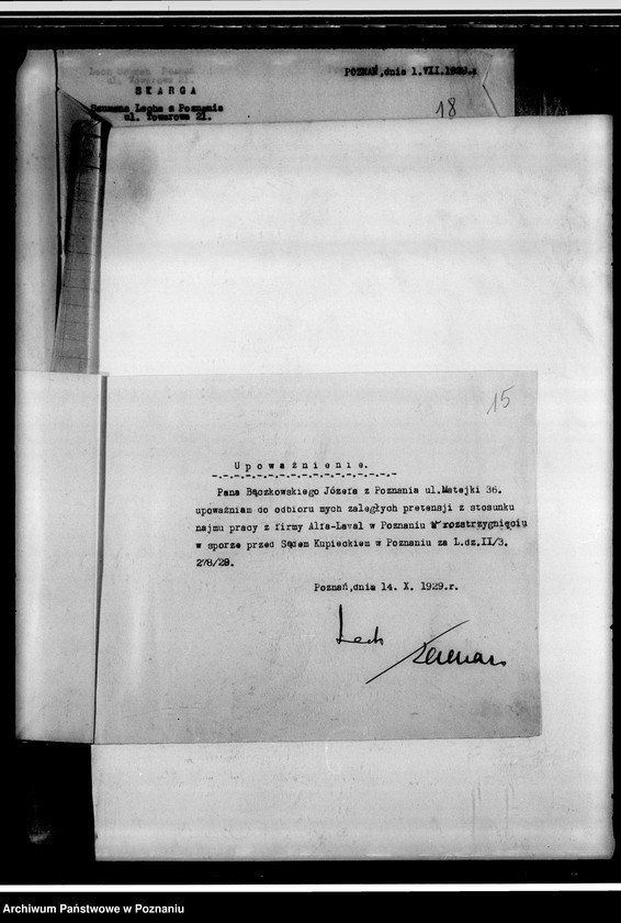 Obraz 19 z jednostki "Związek Pracowników Umysłowych - sprawa sporna L. Szuman c/a Tow. Alfa-Laval - spółka z o.o.- akta procesowe"