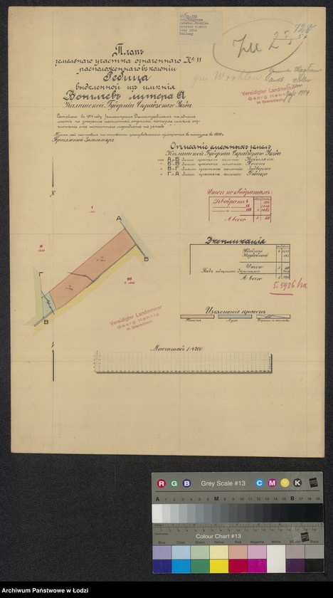 Obraz 1 z jednostki "Plan zemel´nago učastka označennago No 11 raspoložennago w kolonìi Rebica vydělennoj iz iměnìja Vonglčev litera A Kališskoj Gubernìi Sěradzskago Uězda"