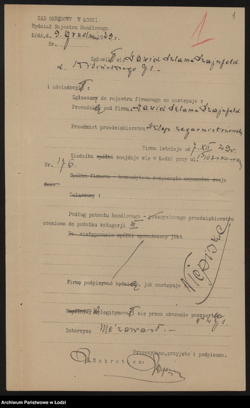 Obraz 3 z jednostki "Dawid Szlama Szajnfeld- sklep zegarmistrzowski"