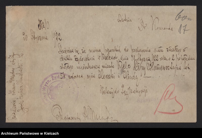 image.from.unit.number "Załączniki do akt zgonu Okręgu Bożniczego Kielce za rok 1922"