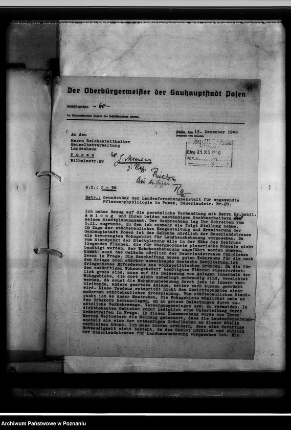 Obraz 15 z jednostki "Gauversuchsanstalt für Pflanzphysiologie Verlegung der Anstalt."