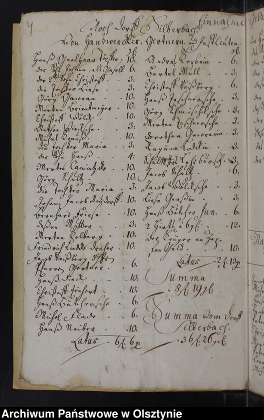image.from.unit.number "Jahr Rechnung der Silberbachschen Kirchen"