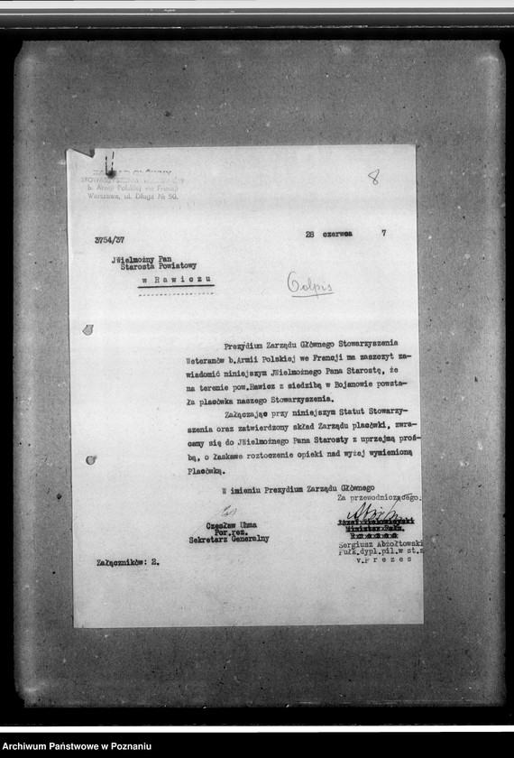 Obraz 12 z jednostki "Sprawy organizacyjne i personalne - członkowie zarządu, korespondencja"