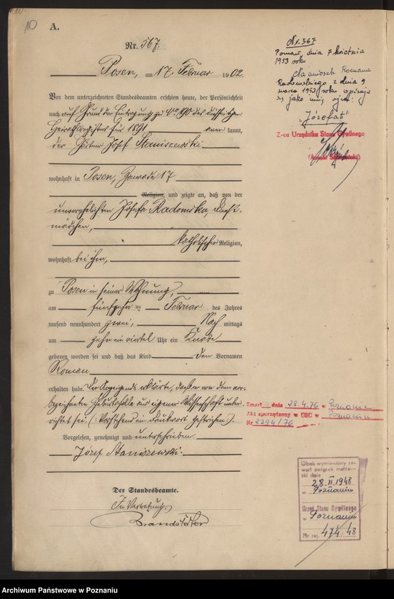 Obraz 13 z jednostki "Księga miejscowa urodzeń t. II"