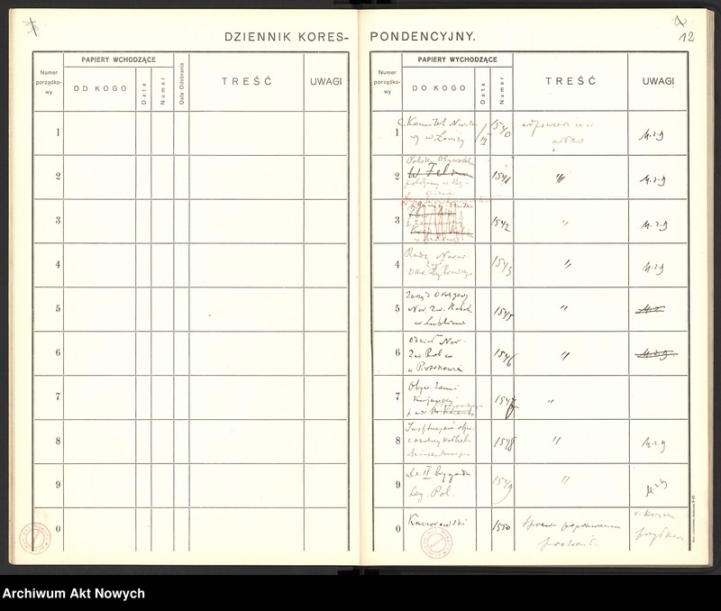 image.from.unit.number "Dziennik korespondencji przychodzącej i wychodzącej, t. I"