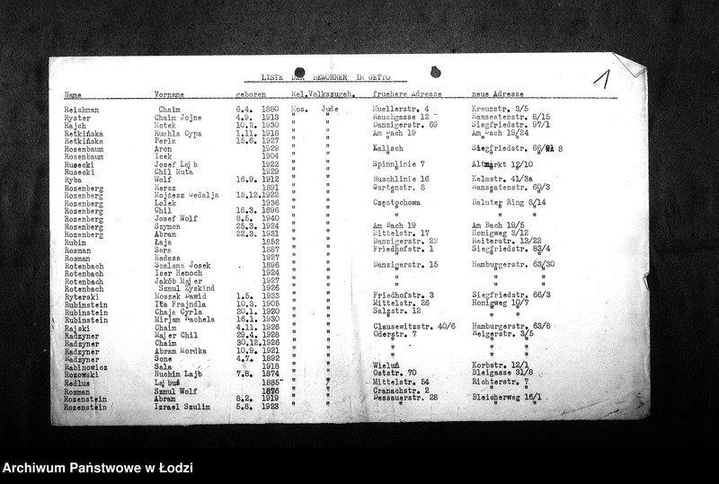 Obraz 4 z jednostki "[Alfabetyczny spis mieszkańców getta. Litera R]"