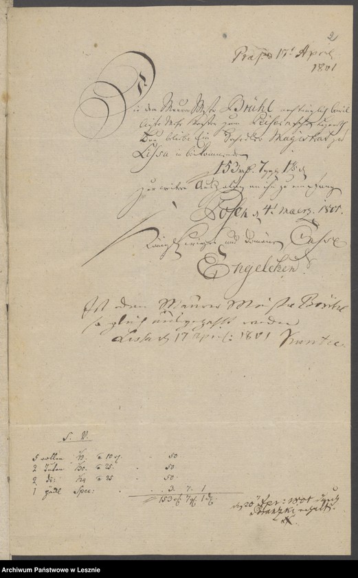 Obraz 4 z jednostki "[Anweisung der Kosten für den Maurermeister Brühl bei dem Bau des Garnisonlazaretts zu Peisern]"