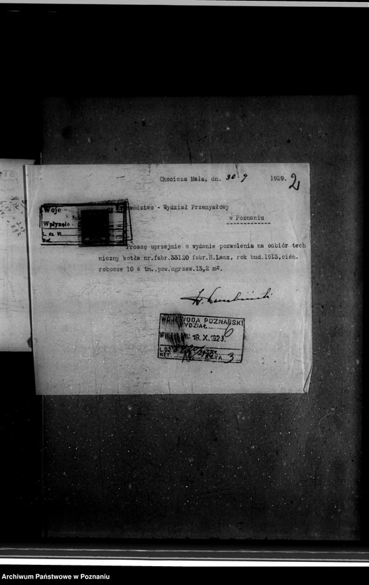 image.from.unit.number "Majętność ziemska w Chociczy Małej powiat wrzesiński własność L. Dembińskiego nr woj. kotła 6388"