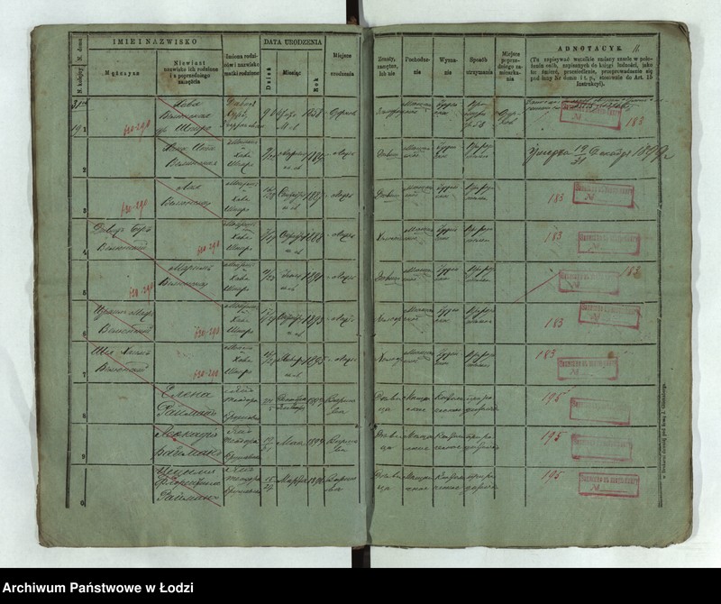Obraz 12 z jednostki "Księga ludności stałej Łódź - cyrkuł I nowa dzielnica starozakonnych"