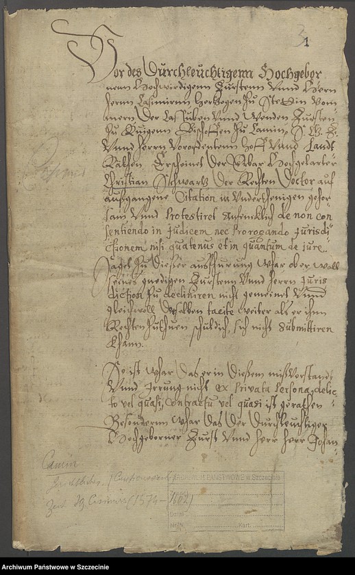 Obraz 5 z jednostki "Dr. Christian Schwartz contra Stiftsvogt Martin v[on] Kleist und den Kammerrat Reimer v[on] Wolde zu Dargen [Dargiń] und Wusterbarth [Ostre Bardo]."