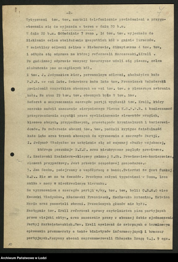 Obraz 8 z jednostki "Kolportaż - sprawozdania instruktora [wojewódzkiego] z wyjazdów w teren"