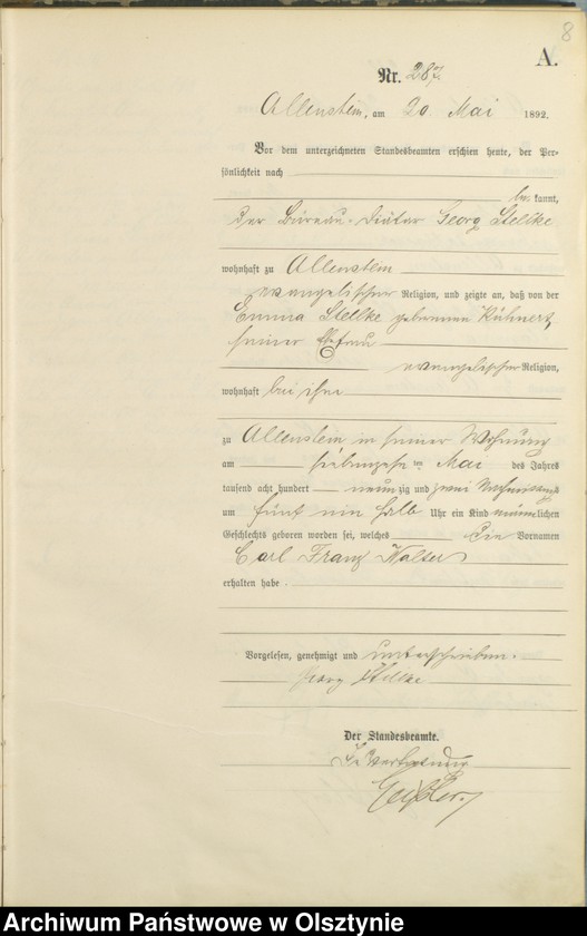 image.from.unit.number "Geburts-Haupt-Register Tom II,Nr 281 - 560"