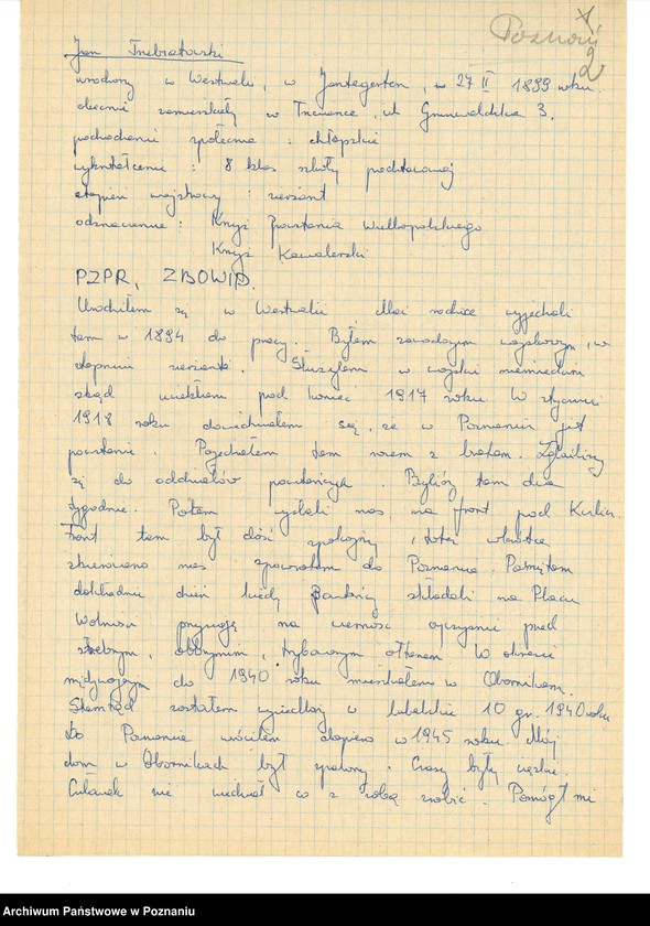 Obraz 11 z jednostki "Relacje i wspomnienia dotyczące powstania wielkopolskiego: 1. Poznań, część V /autorzy relacji od T - W/./Zakrzewski Władysław/."