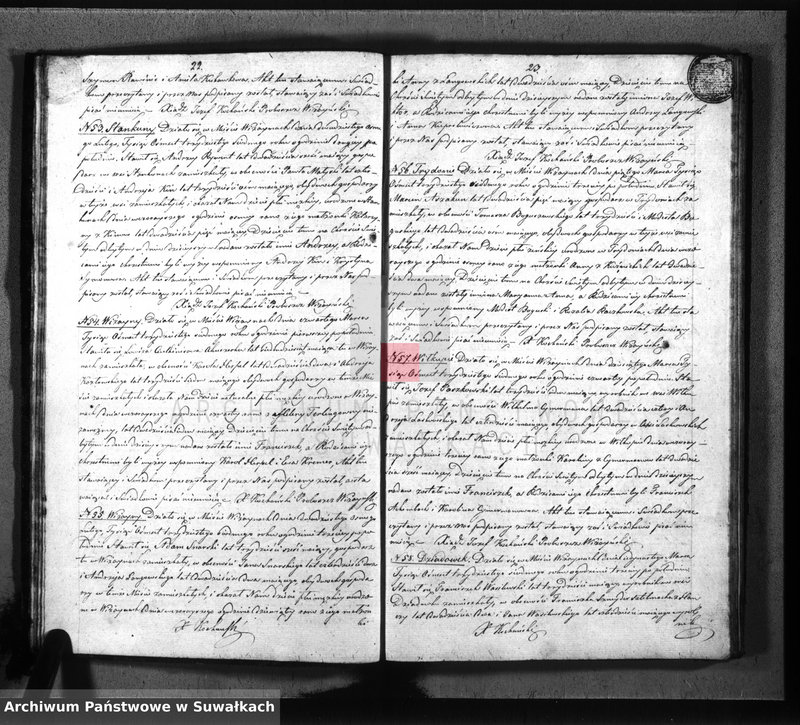 image.from.unit.number "Księga duplikat urodzenia, małżeństw i zejscia parafii wiżayńskiey z roku 1837"