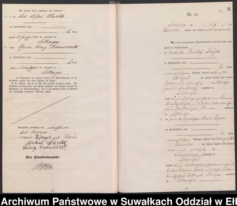 image.from.unit.number "Heiraths-Haupt-Register des Königlich Preussischen Standes-Amtes Schaden Kreis Sensburg"