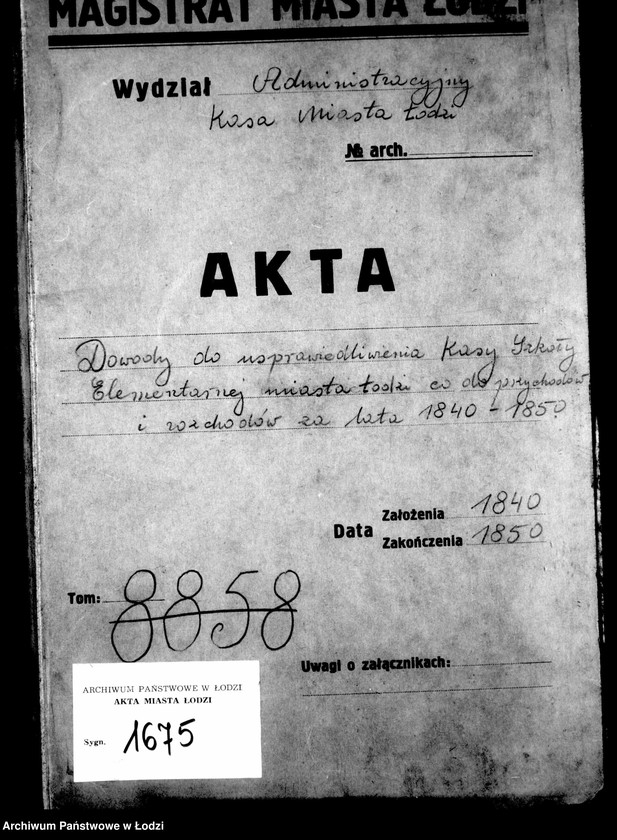 Obraz 4 z jednostki "Dowody do usprawiedliwienia rachunków kasy szkoły elementarnej katolickiej miasta Łodzi co co przychodów i rozchodów za lata 1840-1850"