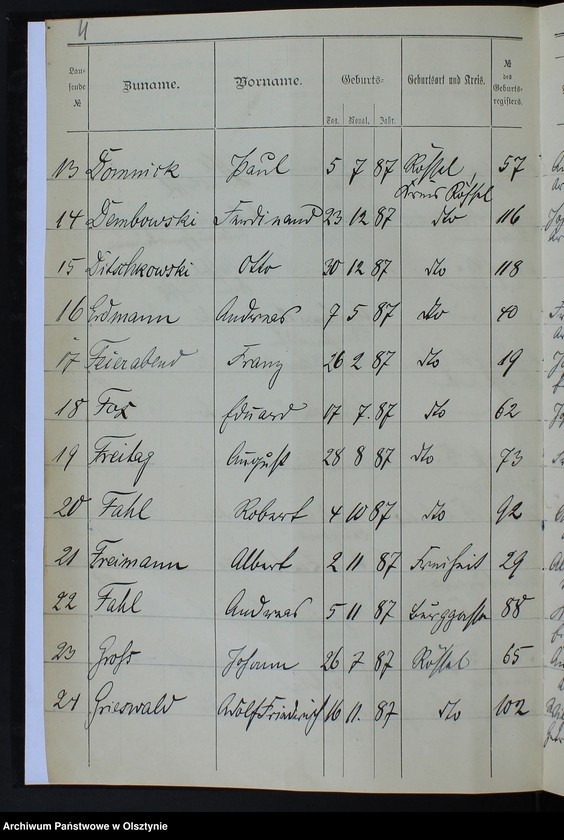 image.from.unit.number "Auszug aus dem Geburts-Register /Kindern männlichen Geschlechts/"