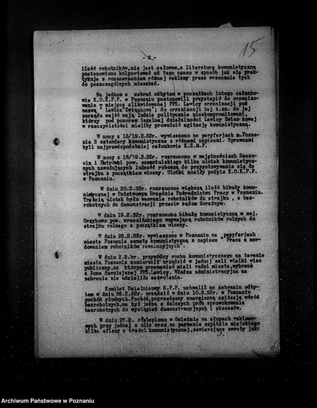 Obraz 19 z jednostki "Sprawozdania okresowe ze stanu bezpieczeństwa za miesiące styczeń-czerwiec 1932 r. /nr 1-6/"