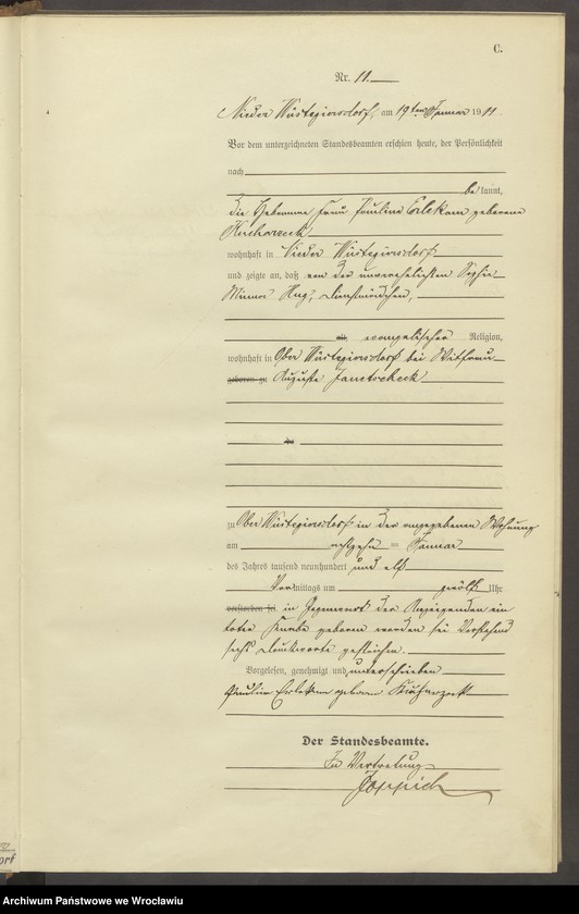 image.from.unit.number "Sterbe-Haupt-Register Nieder Wüstegiersdorf (Głuszyca) 1911"