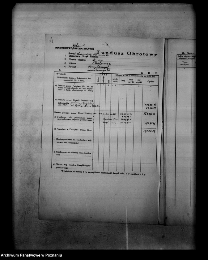 Obraz 5 z jednostki "/Fundusz obrotowy reformy rolnej i zestawienia/ powiaty nowotomyski i grodziski/"