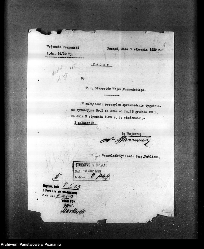 Obraz 5 z jednostki "Sprawozdania sytuacyjne tygodniowe za czas od 28 grudnia 1928 r. do dnia 31 stycznia 1929 r. /nr 1-5/"