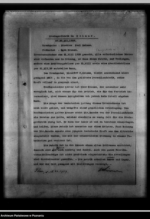 Obraz 5 z jednostki "Steingutfabrik Kolmar [bilans za 1939 r.]."