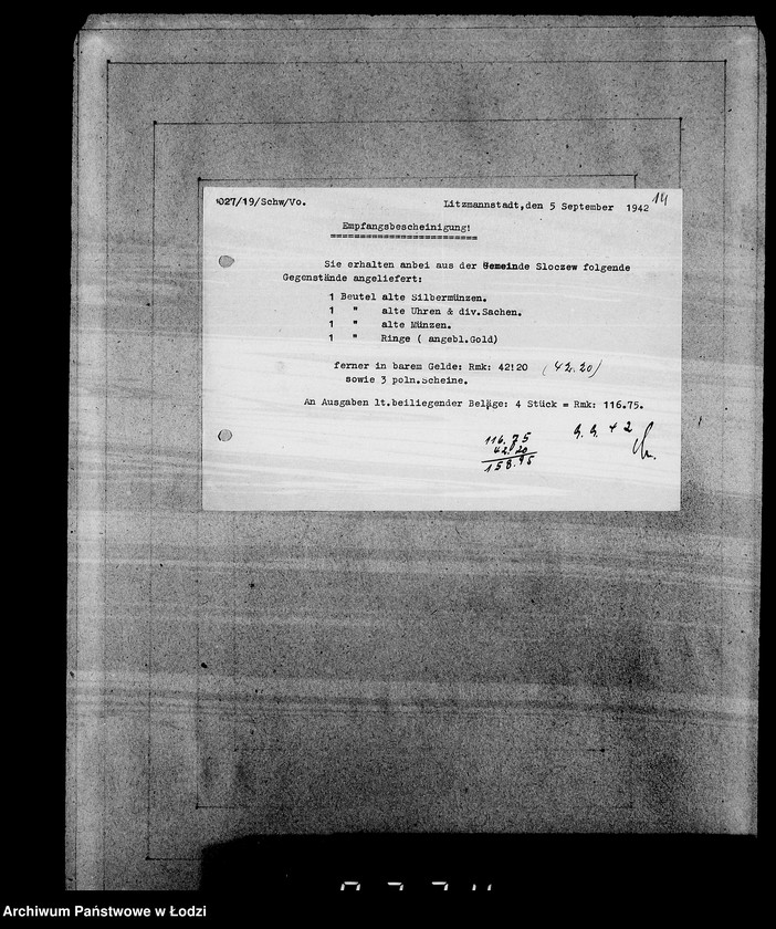 Obraz 18 z jednostki "Sonderkonto 12300. Belege 401-500"