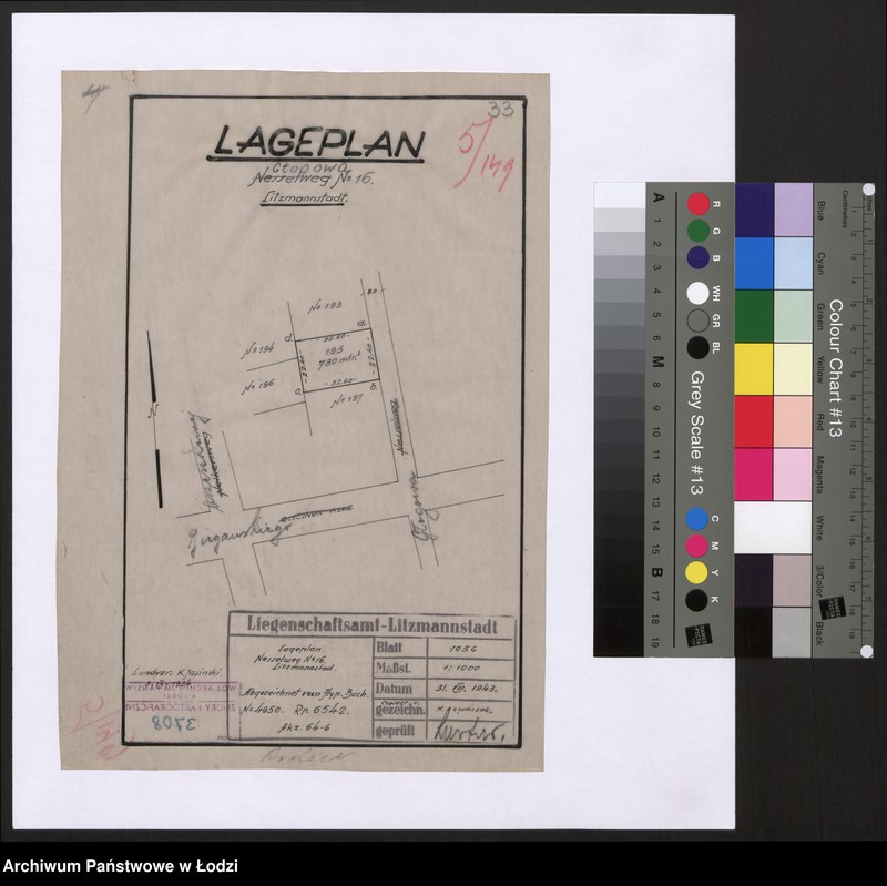 Obraz 1 z jednostki "Lageplan Nesselweg Nr 16 Litzmannstadt"