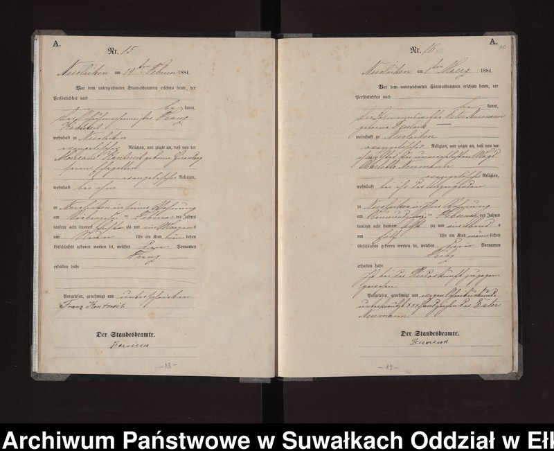 Obraz 13 z jednostki "Geburts-Haupt-Register des Königlichen Preussischen Standes-Amtes Stadt Nicolaiken Kreis Sensburg"