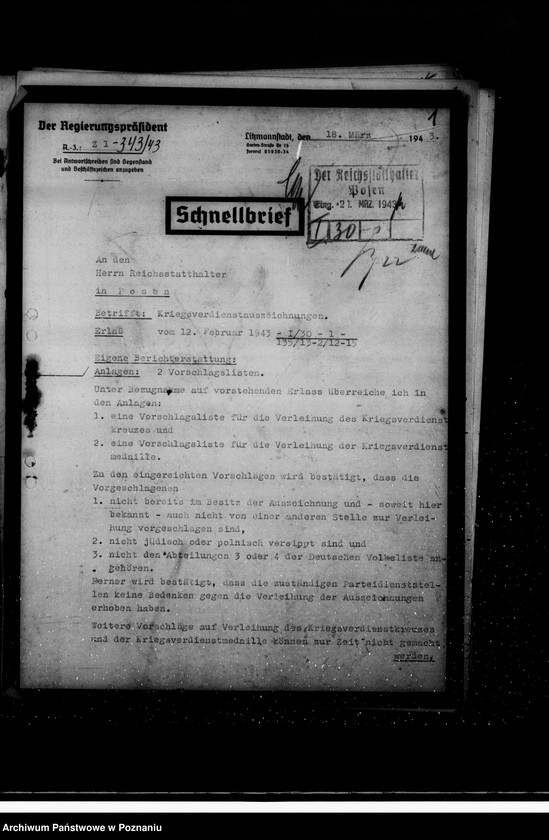 Obraz 5 z jednostki "Podania o odznaczenia dla urzędników z terenu działalności rejencji łódzkiej"