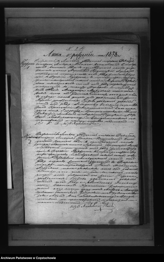 Obraz z jednostki "Duplikat księgi urodzeń, małżeństw i zgonów z 1878 roku"
