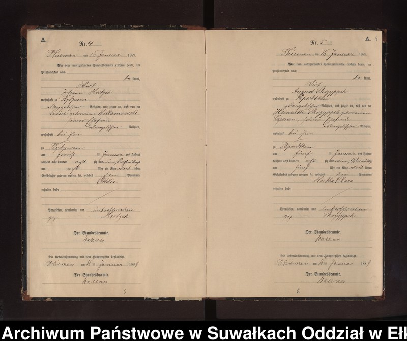 image.from.unit.number "Geburts-Neben-Register des Preussischen Standes-Amtes Rydzewen Kreis Loetzen"