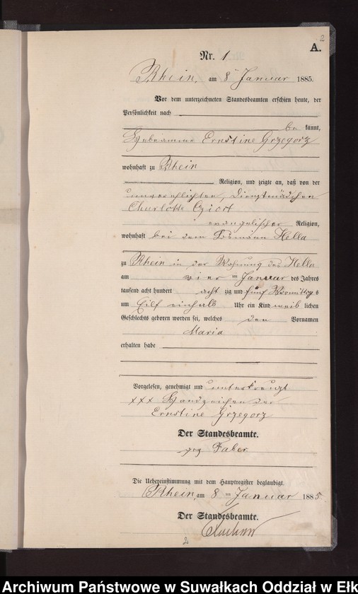 image.from.unit.number "Geburts-Neben-Register des Preussischen Standes-Amtes Rhein Kreis Loetzen"