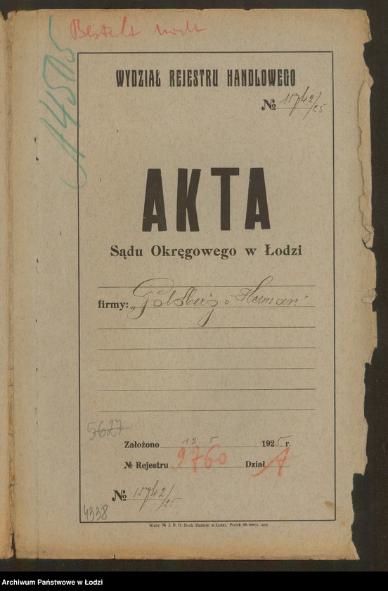 Obraz 2 z jednostki "Goldberg i Heiman- farbiarnia"