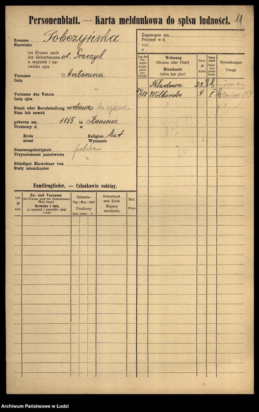 Obraz 13 z jednostki "[Spis ludności Łodzi] Sobczewska-Sobkowski"